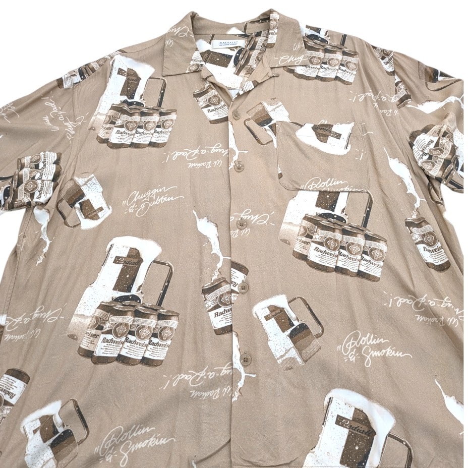 RADIALL CRAGER -OPEN COLLARED SHIRT S/S RAD-22SS-SH010 ラディアル オープンカラーシャツ 開襟 サイズ L ブラウン系