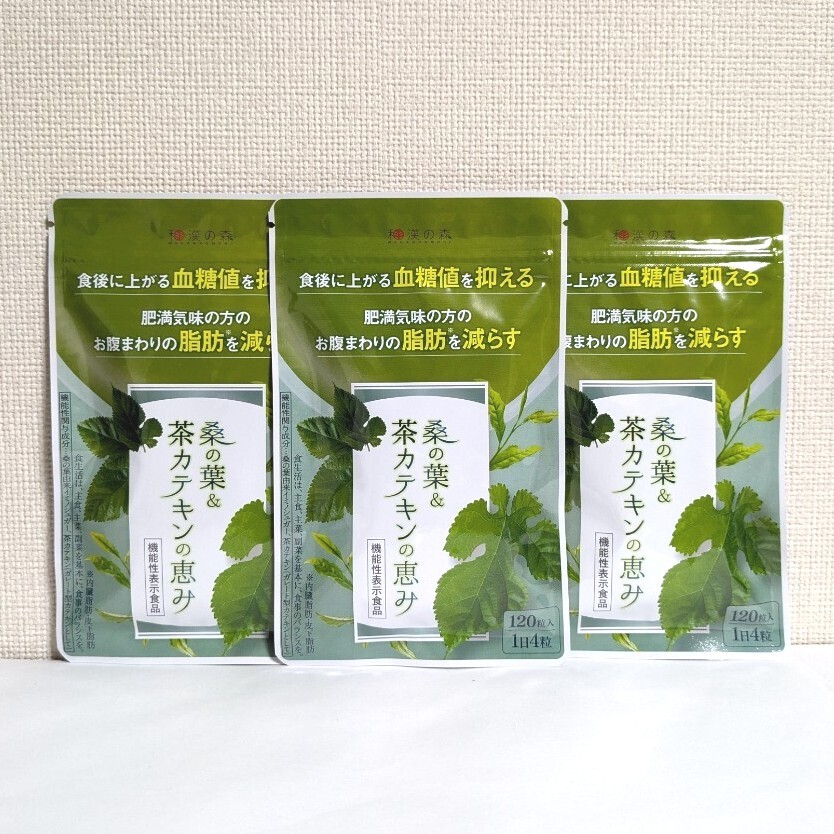 ☆送料無料☆ 桑の葉&茶カテキンの恵み 3袋(3ヶ月分) 和漢の森 匿名配送 血糖値 体脂肪 ダイエット 機能性表示食品