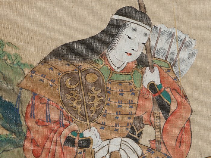 五】田中訥言 『神功皇后・武内宿禰・応神天皇』 絹本 彩色 掛軸 五】田中訥言 『神功皇后・武内宿禰・応神天皇』 絹本 彩色 掛軸