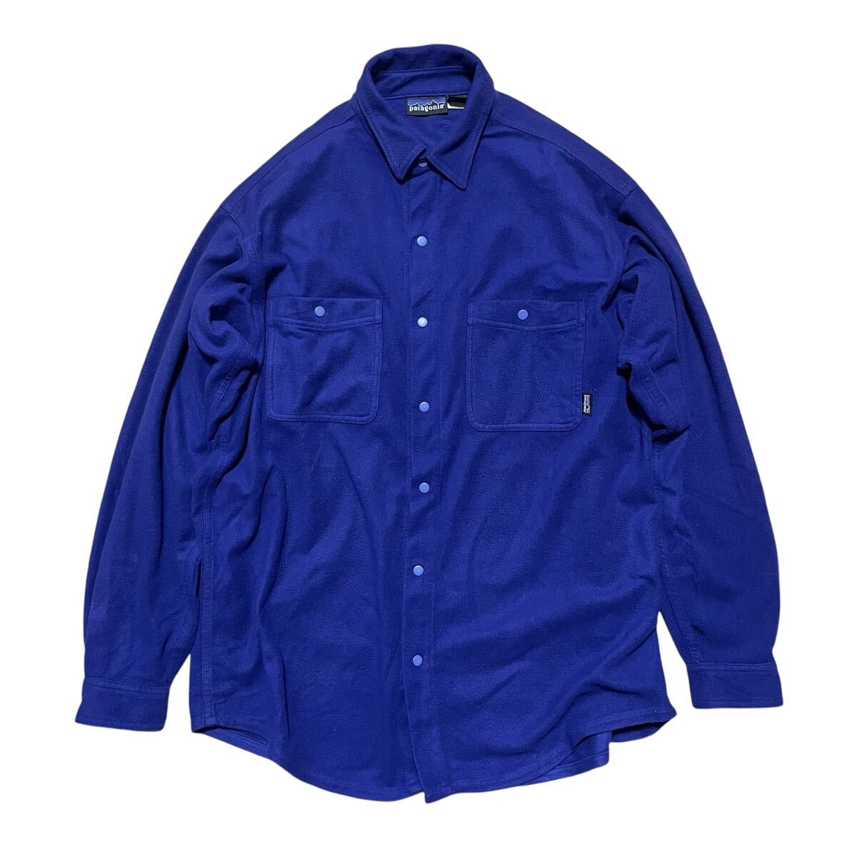90's patagonia MICRO-D SHIRT フリース USA製 長袖シャツ 94年 パタゴニア シンチラ アメリカ製 レア 珍品 L ヴィンテージ blue berry