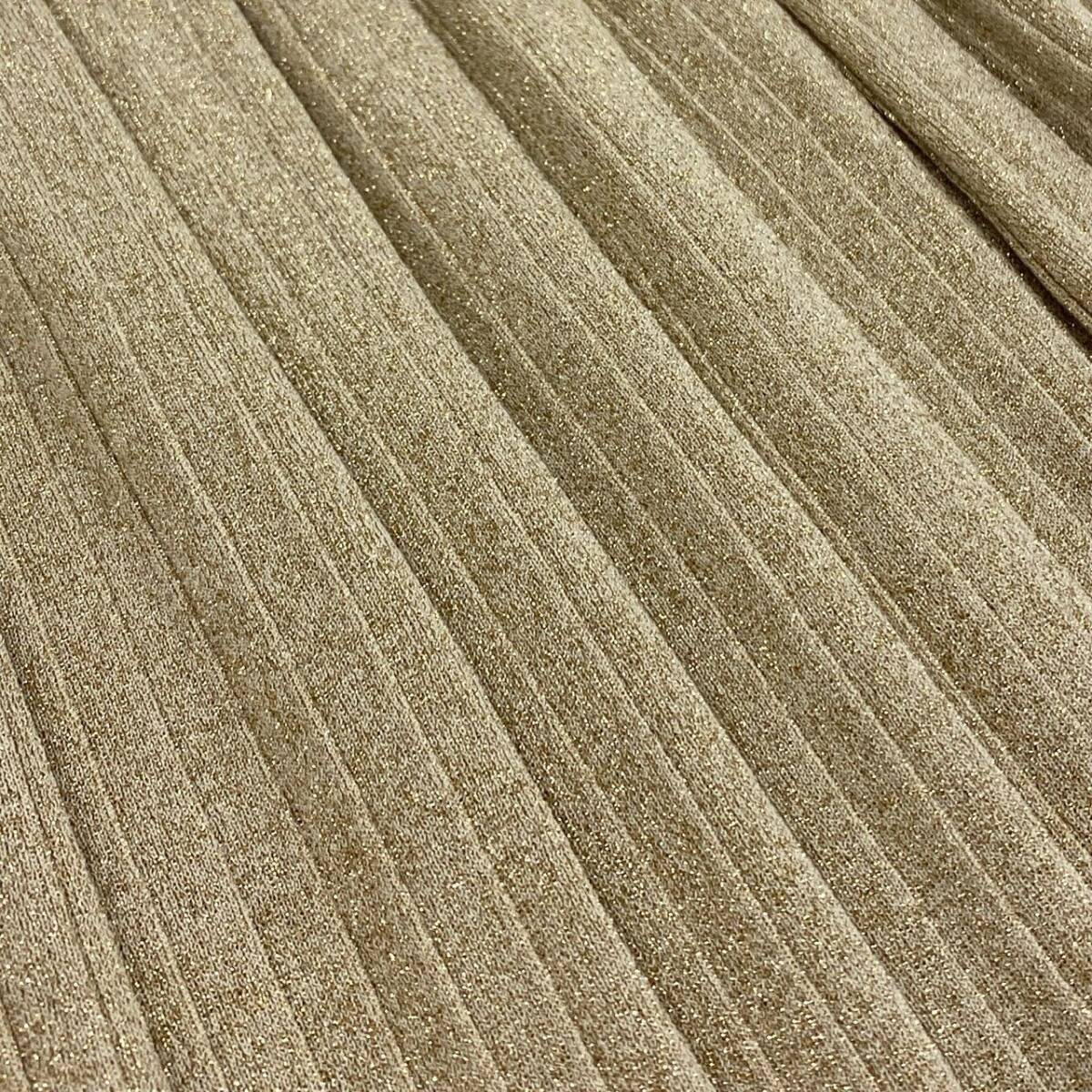 58k27 《美品》定価￥93,500 Drawer ドゥロワー ラメプリーツ ニットスカート F ゴールド イタリア素材 日本制 ボトムス