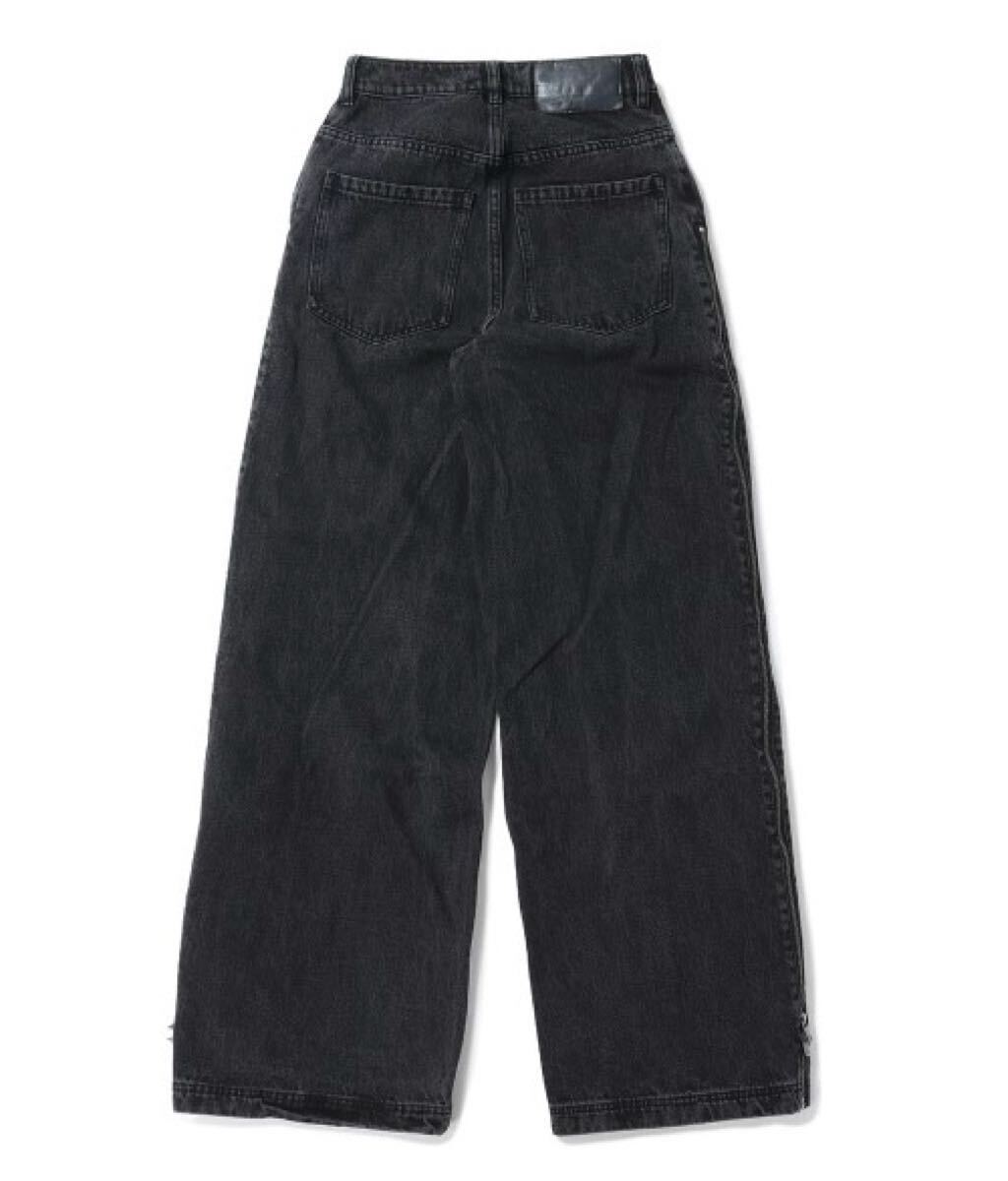 日本完売 アディダス ルーズデニム ブラックXS 25 adidas DENIM ZIP PANT ジップ デニム 25 パンツ アディダス