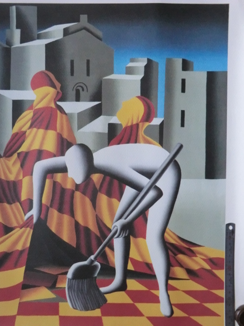 現(xiàn)代アート美術(shù)●1993年　SECRETS OF THE PSYCHE　マーク?コスタビ　Mark Kostabi　シルクスクリーン　ニューヨーク 真作 231223