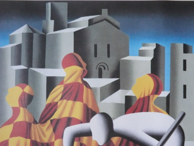 現(xiàn)代アート美術(shù)●1993年　SECRETS OF THE PSYCHE　マーク?コスタビ　Mark Kostabi　シルクスクリーン　ニューヨーク 真作 231223