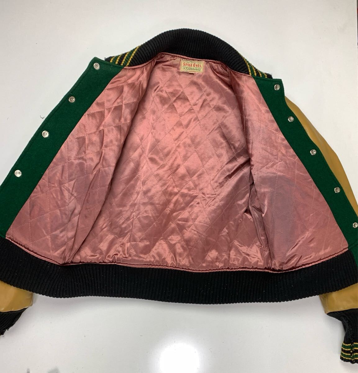 STYLE EYES 38サイズ 東洋エンタープライズ 牛革　 袖革　グリーン　ビンテージ　 ウール