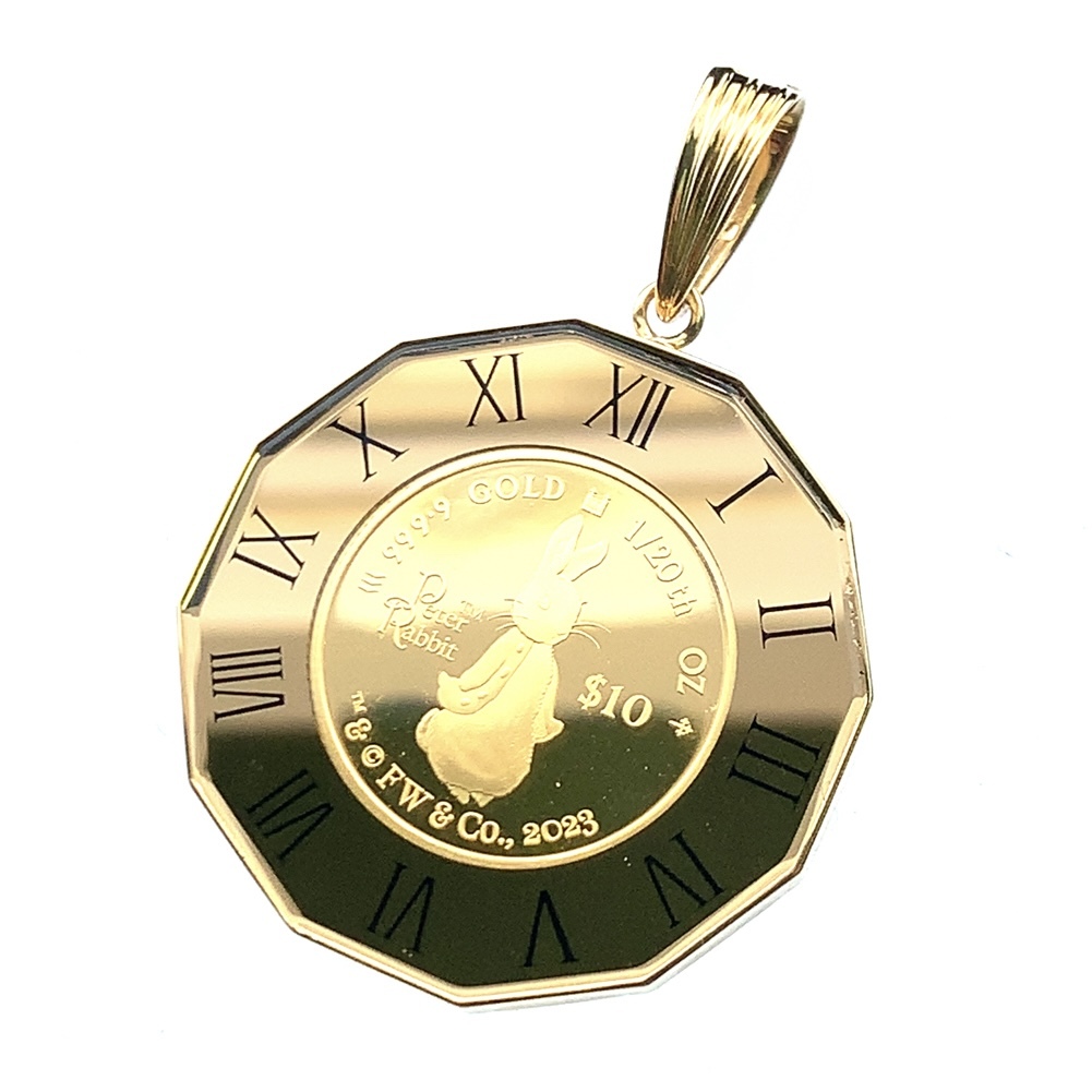 ピーターラビット金貨 エリザベス女王 1/20オンス 2024年 7g K18/24 純金 保護ガラス付き 発行証明書 時計文字　gold