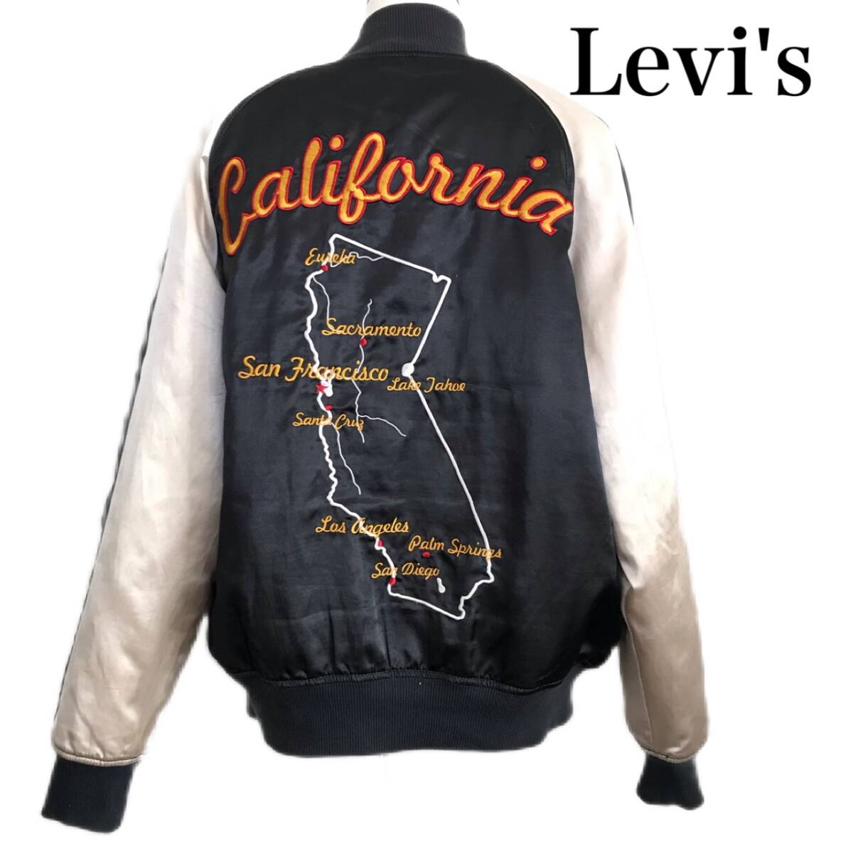★【希少】 Levi's リーバイス スカジャン カリフォルニア 鷹 刺繍 Lサイズ 古着 ★