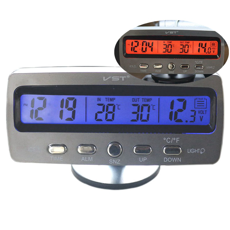 送料無料 新品 車温度計 アラーム 時計 電圧計 自動車内外 温度計 カレンダー クロック 電圧モニター 室温 デジタル表示 車載用 日本代购 买对网