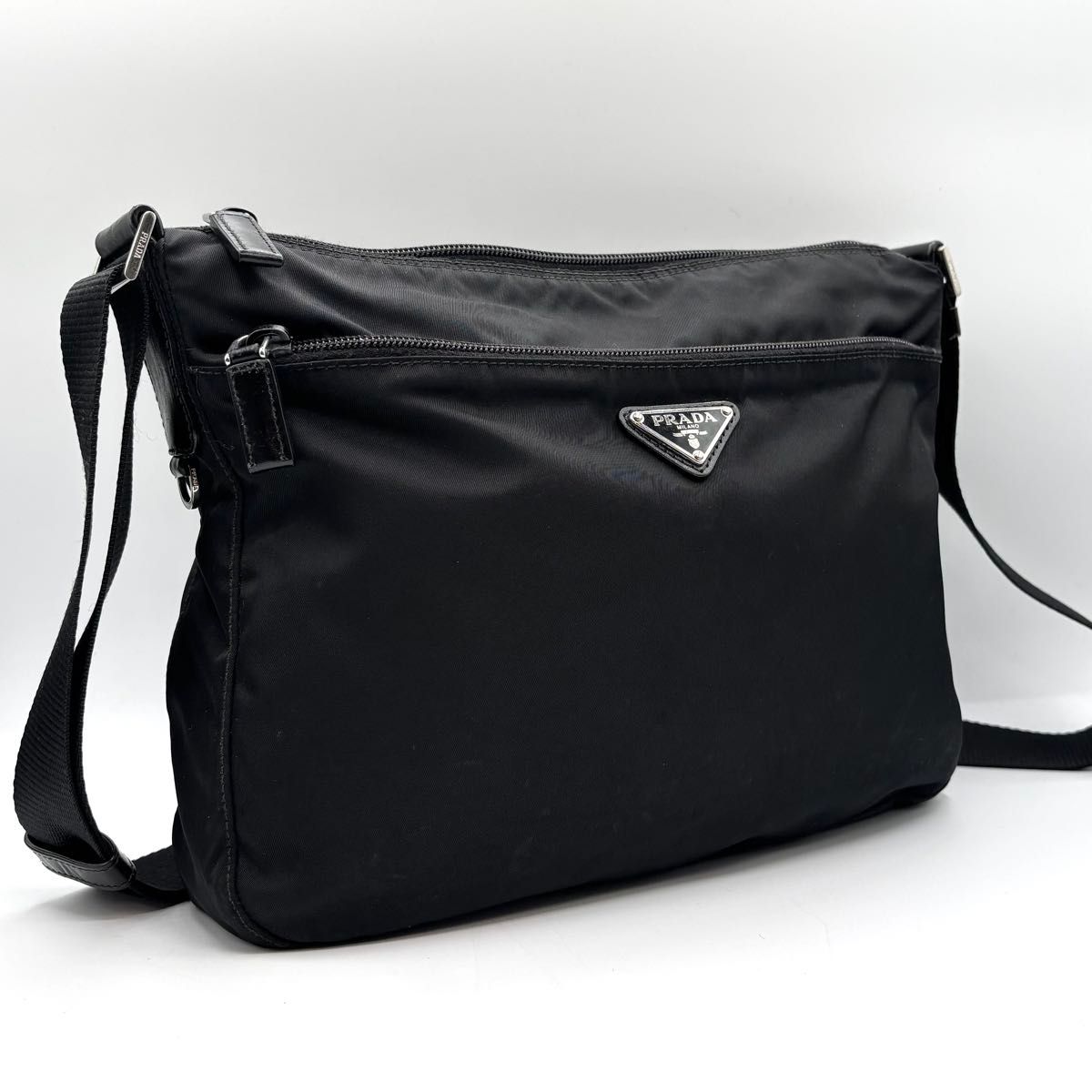 大人気 PRADA プラダ 三角ロゴ ショルダーバッグ 29cm ブラック