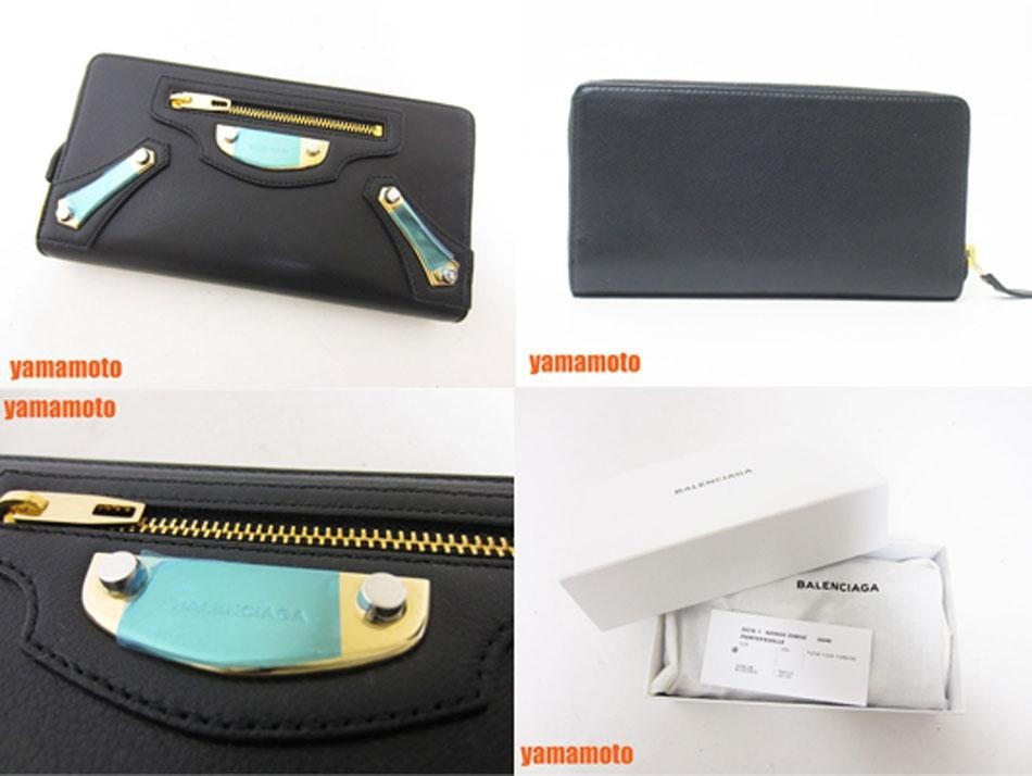 送料無料 BALENCIAGA バレンシアガ ラウンドファスナー財布 レザー ブラック 420833 新品同様_画像5