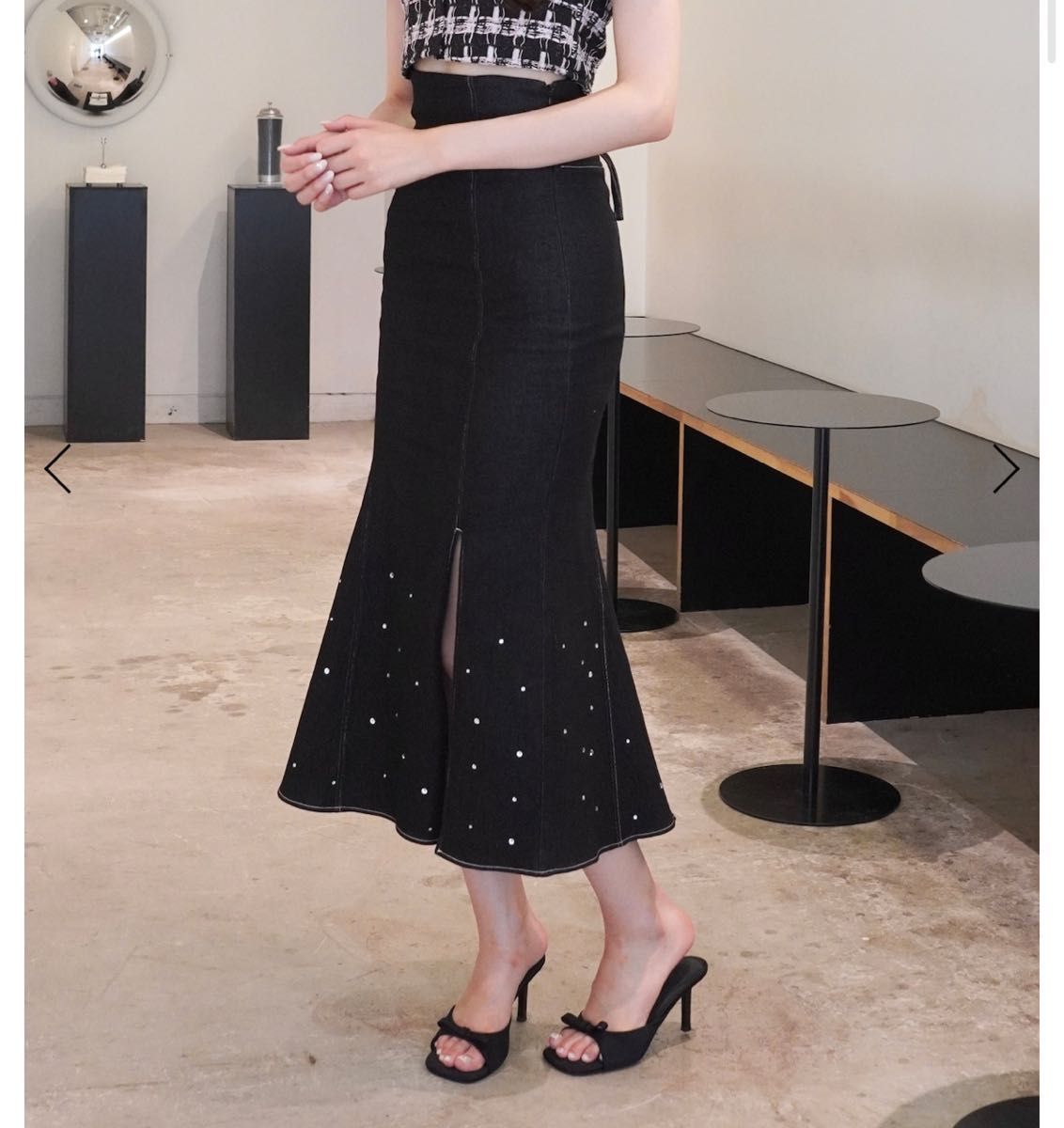 rouge by pomme rhinestone denim skirt