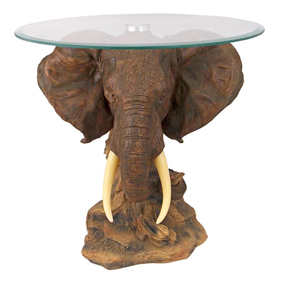 値頃 象のガラステーブル 装飾的西洋アニマル動物家具サイドテーブル 