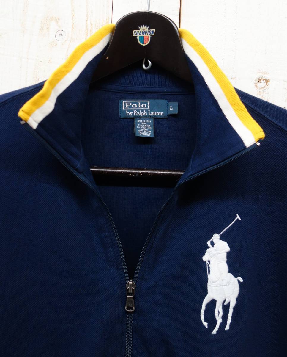 RETRO　レトロ古着 ＊POLO BY RALPH LAUREN 　ポロ ラルフローレン ＊フルジップスウエット ＊L/G NAVY ＊サイドポケット ＊ビックポニー　_画像3