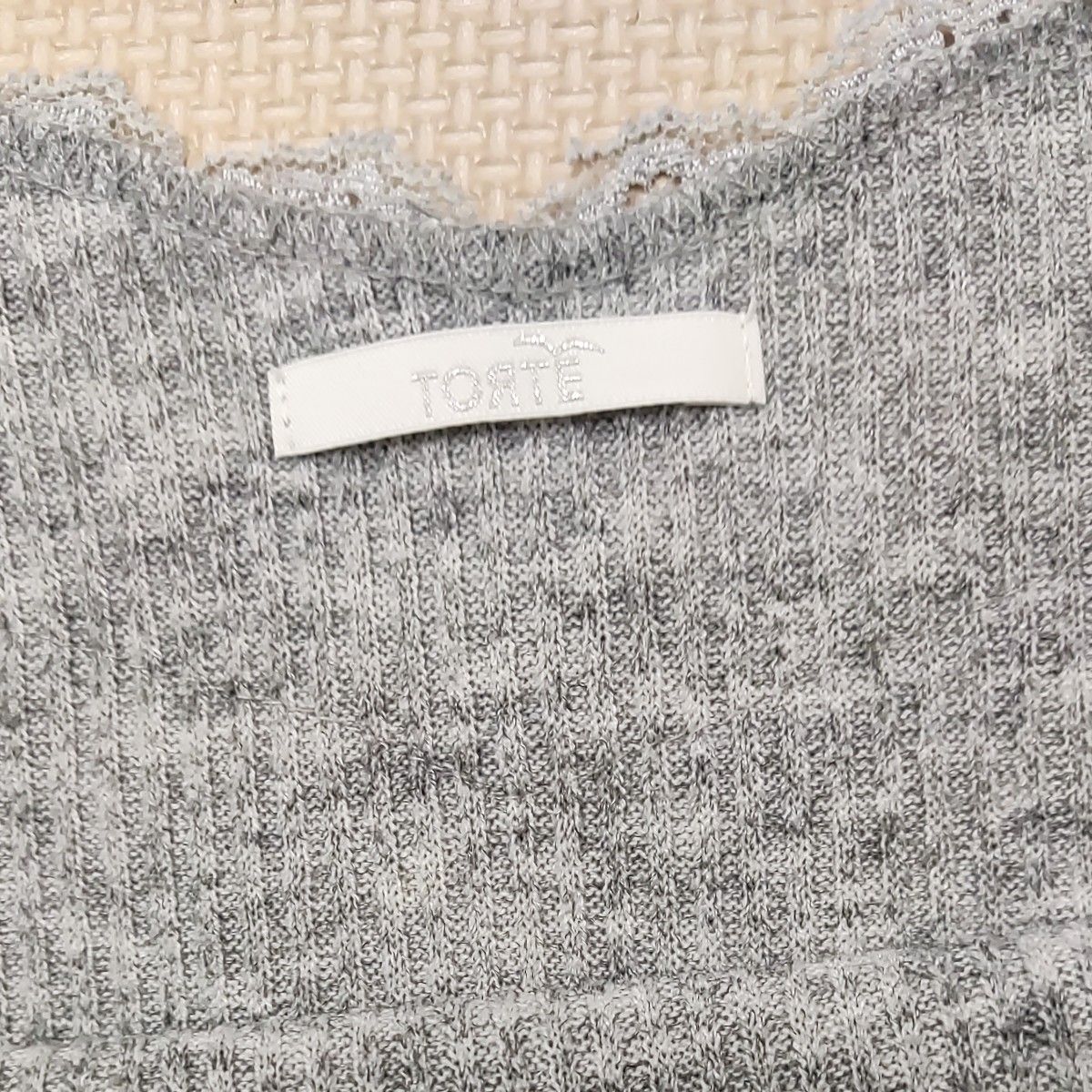 【abc une face】ニット M 長袖 グレー レース