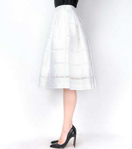  new goods * tag attaching! Le Ciel Bleu LE CIEL BLEU Shadow Border Flare Skirt white lady's oke- John party 