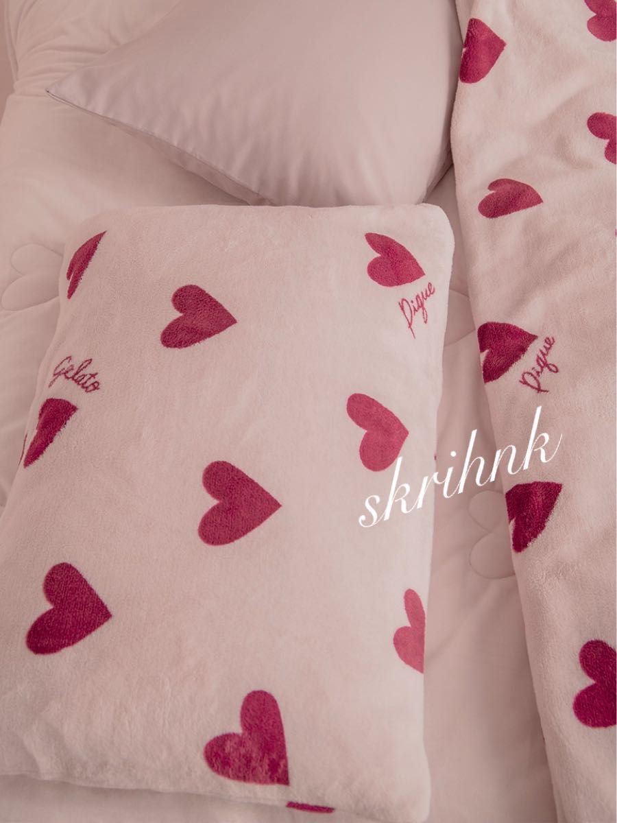 【ジェラートピケsleep】ハート(pink)布団枕カバー3点セット【シングル】 新品 gelato pique ジェラートピケ ハート柄 シングル掛け布団