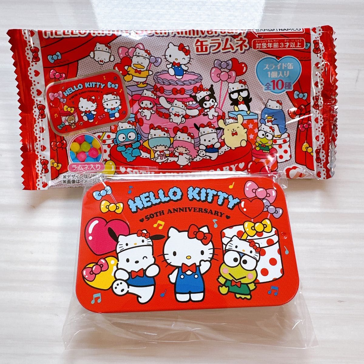ハローキティ 50周年 ラムネ缶 キティちゃん ポチャッコ けろ ハローキティ 50周年 ラムネ缶 キティちゃん ポチャッコ けろ