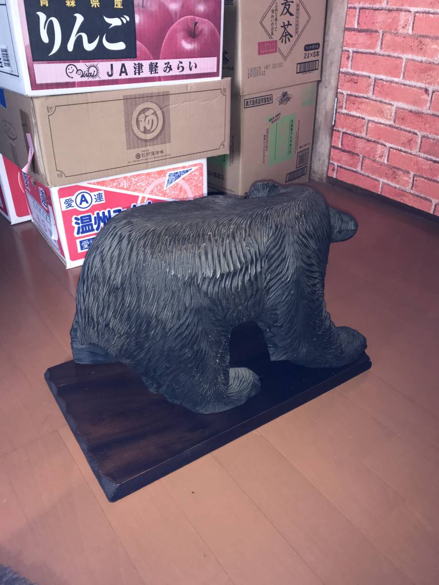 特大 希少 えぞ 一刀 作 巨木 木彫 表情熊 置物 北海道 伝統 木彫 作家 木彫り 熊 くま クマ 工芸 約8kg_画像5