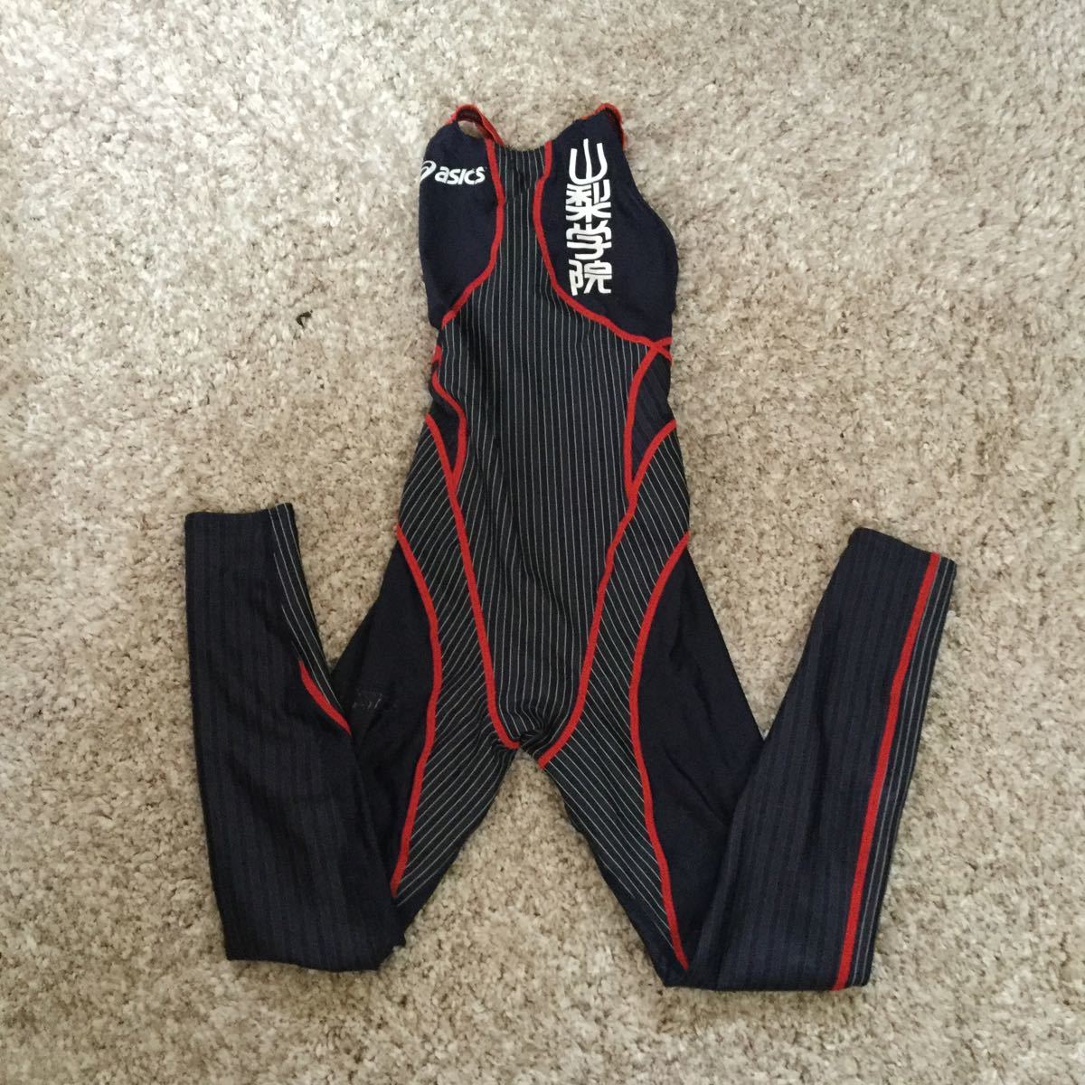 超お値打ち出品 小さめサイズ 入手困難特注品 超強豪校試合用 ASICS Lady's 競泳水着セット used超美品_画像2