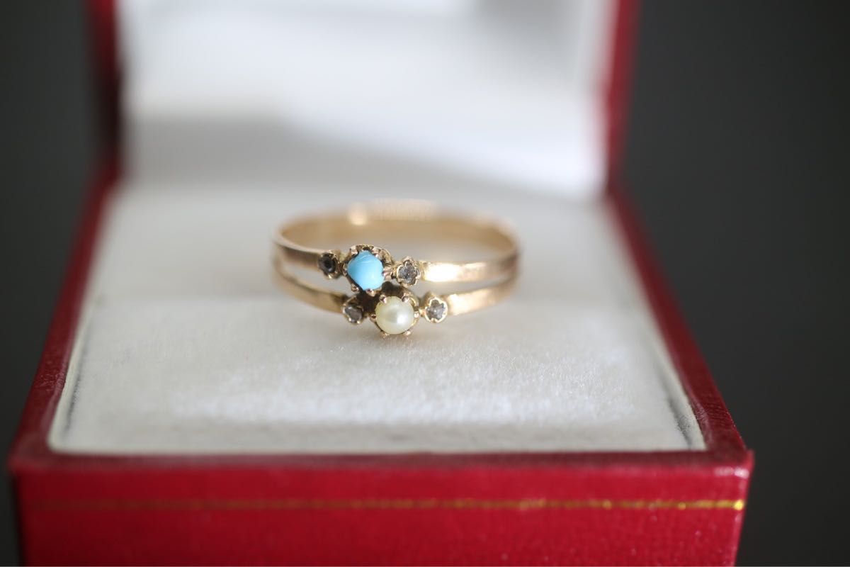 ビンテージ フランス ゴールド 18K 18金 イーグル 指輪 リング ダイアモンド 真珠 純金率 ジュエリー 鑑定書 J170