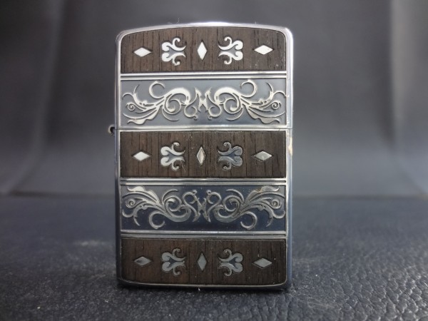 □■Venetian Arabesque ベネチアン アラベスク ジッポー ライター G ZIPPO 14 2014年 7月製 ●Wood relief ウッド インレイ 木 シルバー調_画像1