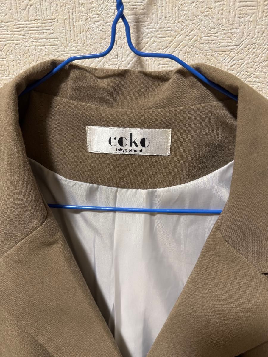 coko tokyo薄ブラウン上下カジュアルジャケットパンツSサイズ　 セットアップ