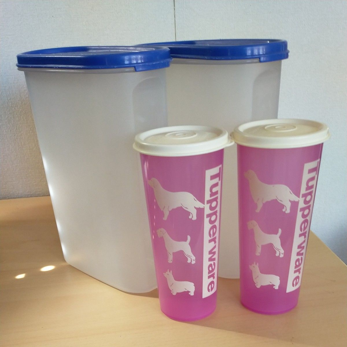 タッパーウェア MM楕円 大 2個 & 蓋つきタンブラー 2個 タッパーウェア MM楕円 大 2個 & 蓋つきタンブラー 2個