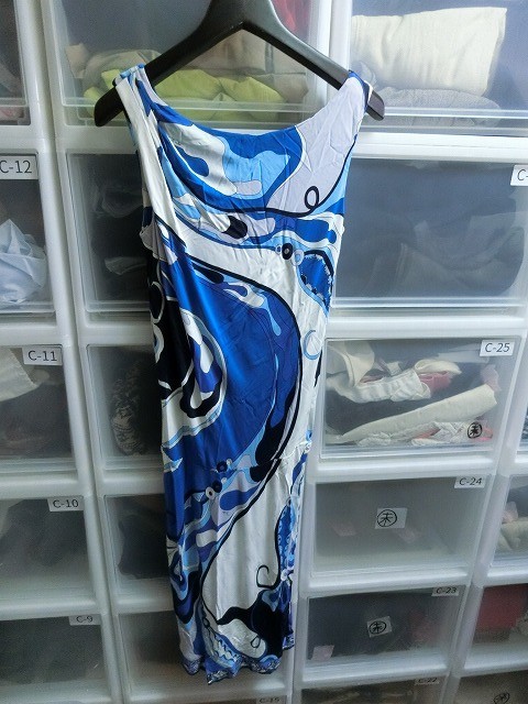 EMILIO PUCCI ノースリーブワンピース ドレス I40 ブルー #11RL61