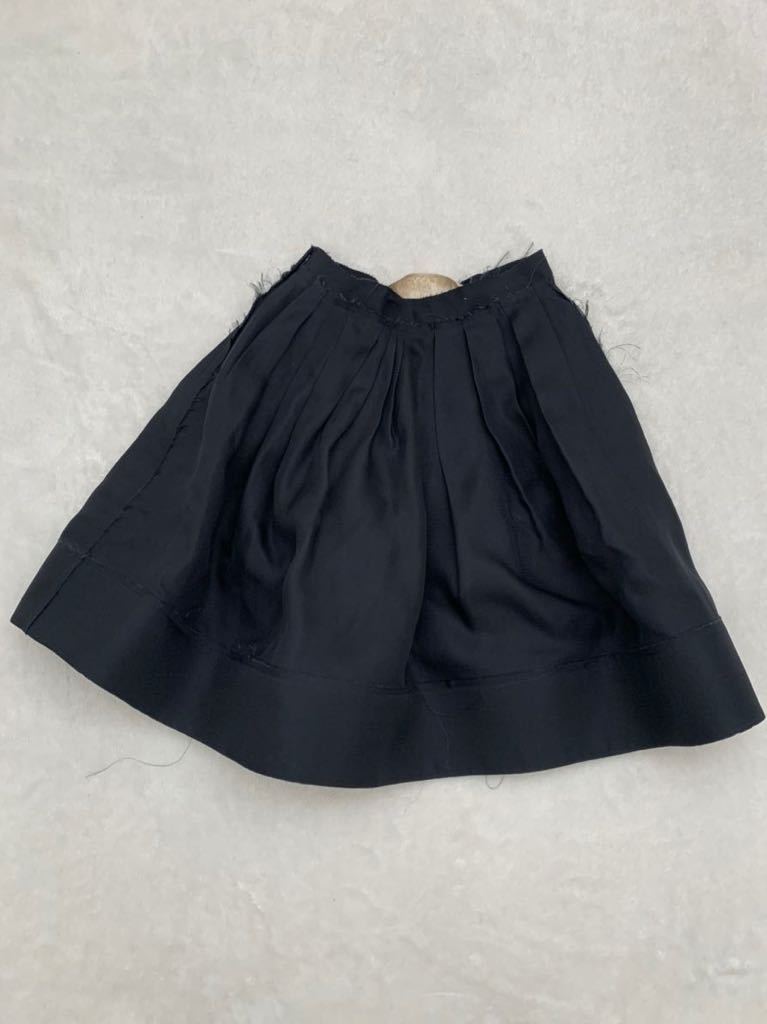 LANVIN フランス製ふんわりシルクスカート size36 ランバン ダークネイビー 濃紺 ブラック_画像3