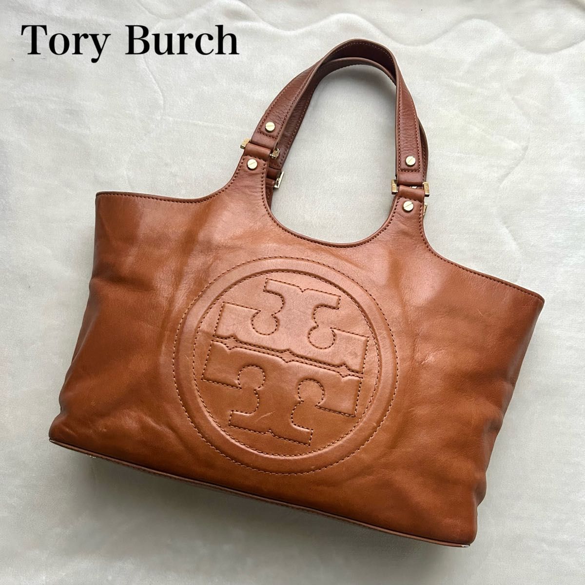 美品 Tory Burch トリーバーチ トートバッグ レザー 肩掛け A4 トリーバーチ トートバッグ 肩掛け レザー ブラウン トートバッグ