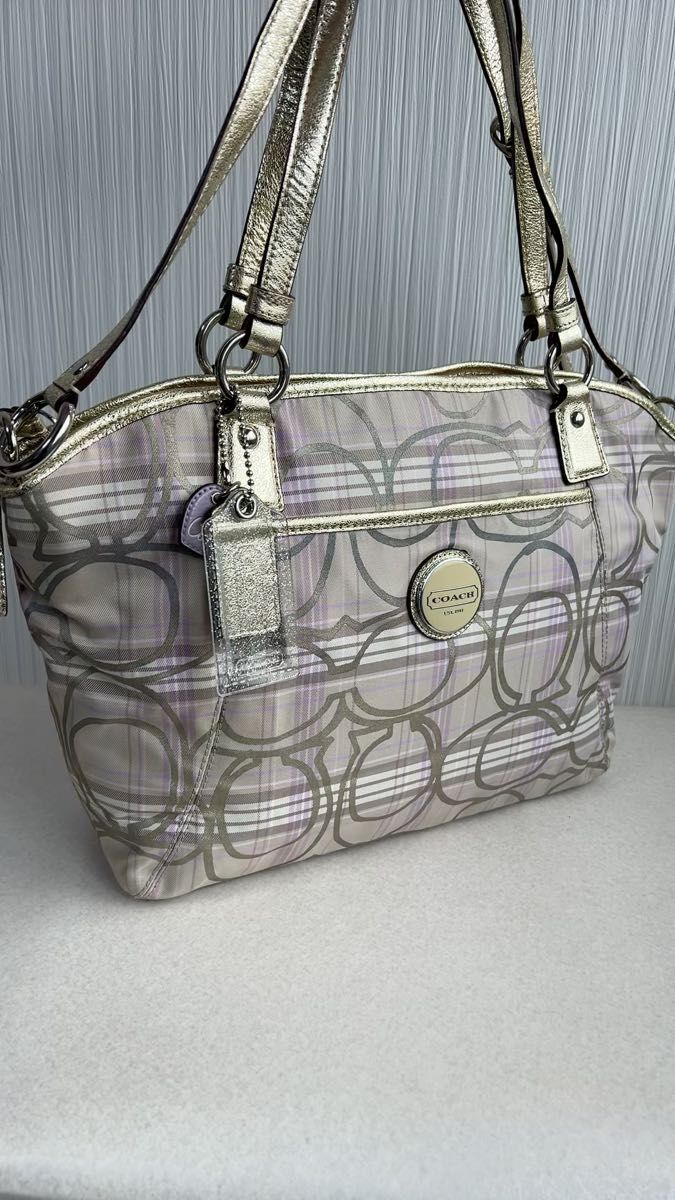COACH 2way トートバッショルダーバッグ チェック柄 A4収納可能