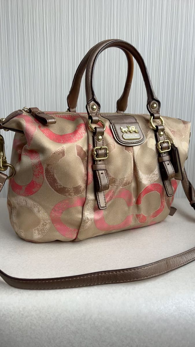 COACH 2way トートバッグ ボストンバッグ オプアート