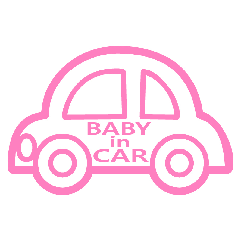 オリジナル ステッカー BABY in CAR クルマ ピンク 安全運転 交通安全 ステッカー サイズ 20×13 ベビー イン カー_画像1