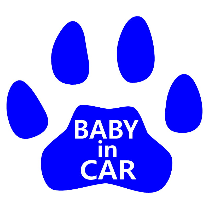 オリジナル ステッカー BABY in CAR 肉球 ブルー 安全運転 交通安全 ステッカー サイズ 20×18 ベビー イン カー_画像1
