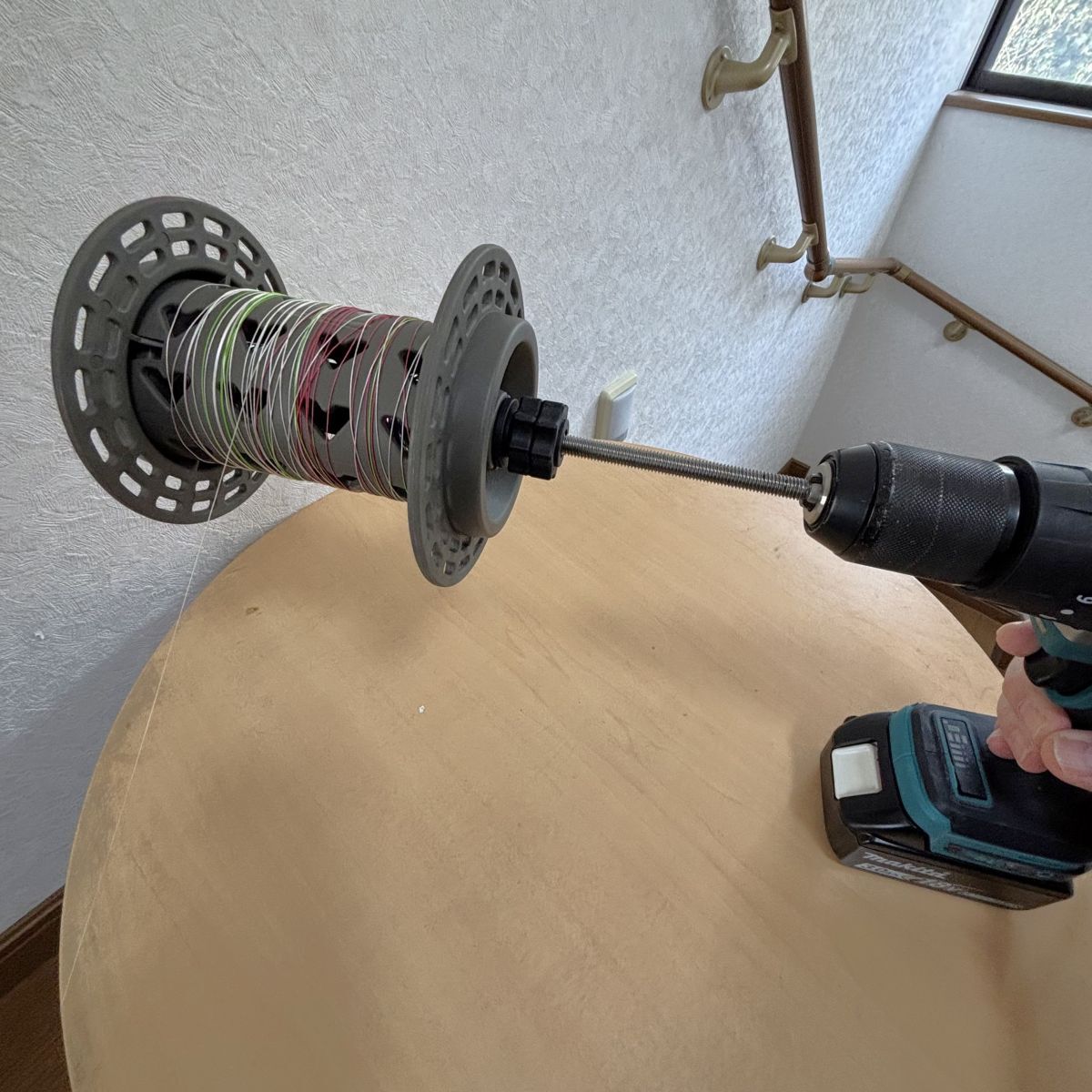 104140　こまめな塩抜きが可能　電動ドライバで々ライン巻替え　ロングスプールとロングシャフトのセット　ラインリサイクラー