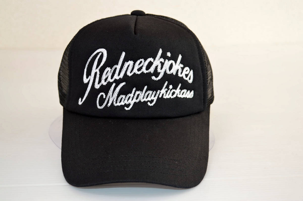 大きいサイズ チェーン刺しゅう入 メッシュキャプ 30370 ベーシック BK 頭周り6１cｍ Redneckjokes Madpiaykickass_画像1