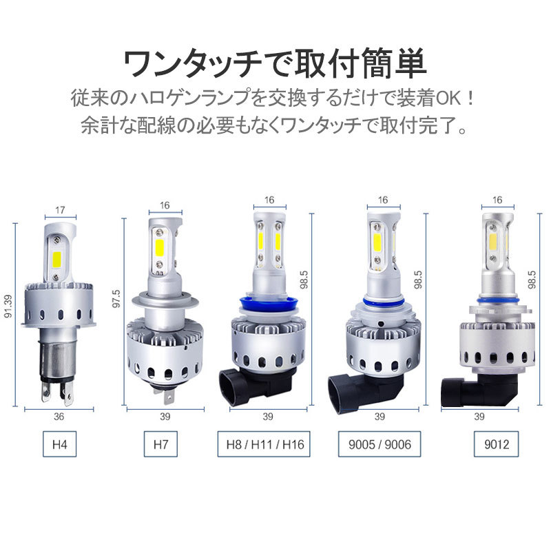 【FLD0223】LEDヘッドライト H4 Hi/Low 切替 大型COBチップ搭載 検索:LED バルブ ライト フォグランプ 車検対応_画像9