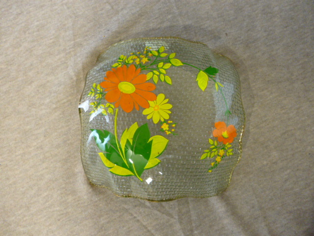 昭和レトロ デザートプレート 器 ガラス フラワー マーガレット セット キッチン インテリア ディスプレイ の画像6