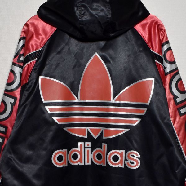 adidas 90sデサント製 ビッグロゴ 裏ボア ロングコート ナイロン