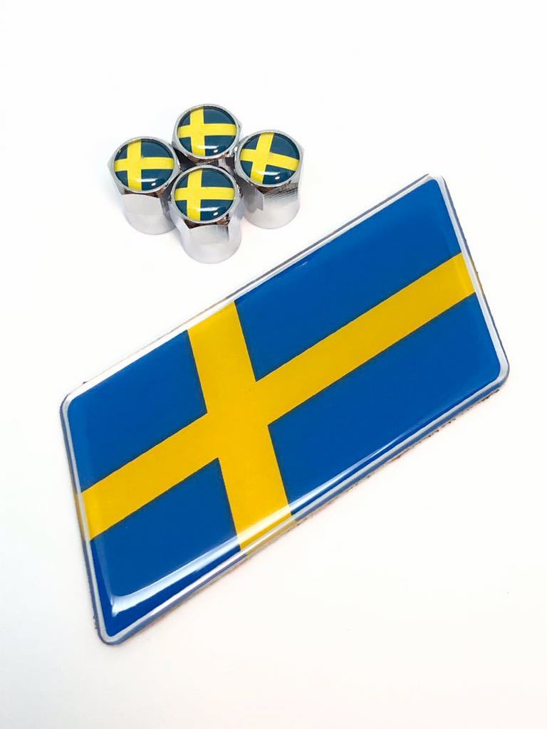 J スウェーデン 国旗 バルブキャップ エンブレム ステッカー フェンダー ボルボ VOLVO 850 940 960 C30 C70 S40 S60 S70 S80 S90 V90 XC40_画像1