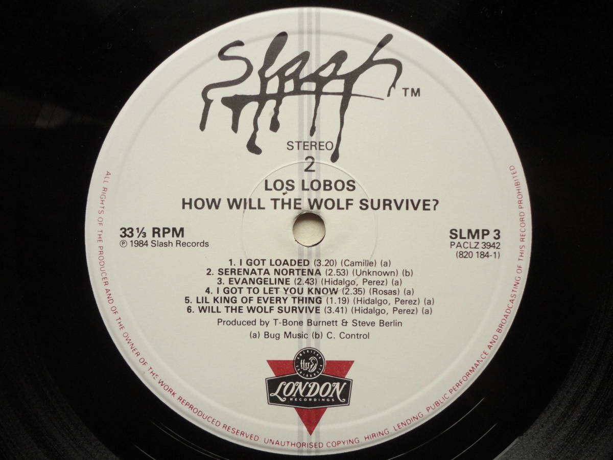 ●LP 新品同様 UKオリジナル盤 ロス・ロボス LOS LOBOS / HOW WILL THE WOLF SURVIVE ? 個人所蔵 SLASH SLMP3 ●3点落札ゆうパック送料無料_画像3