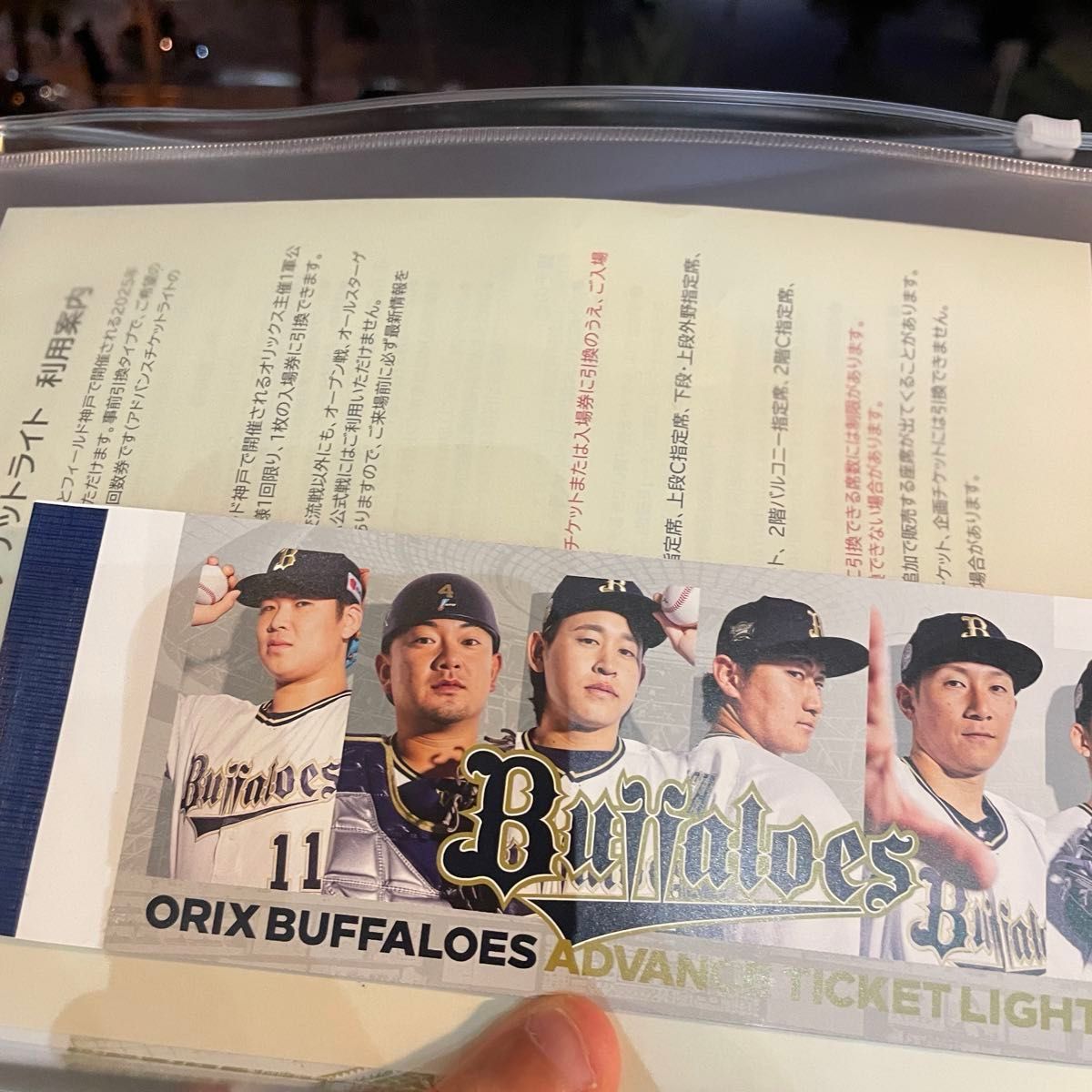 オリックスバファローズ アドバンスチケットライト 2枚セット オリックスバファローズ アドバンスチケットライト 2枚セット