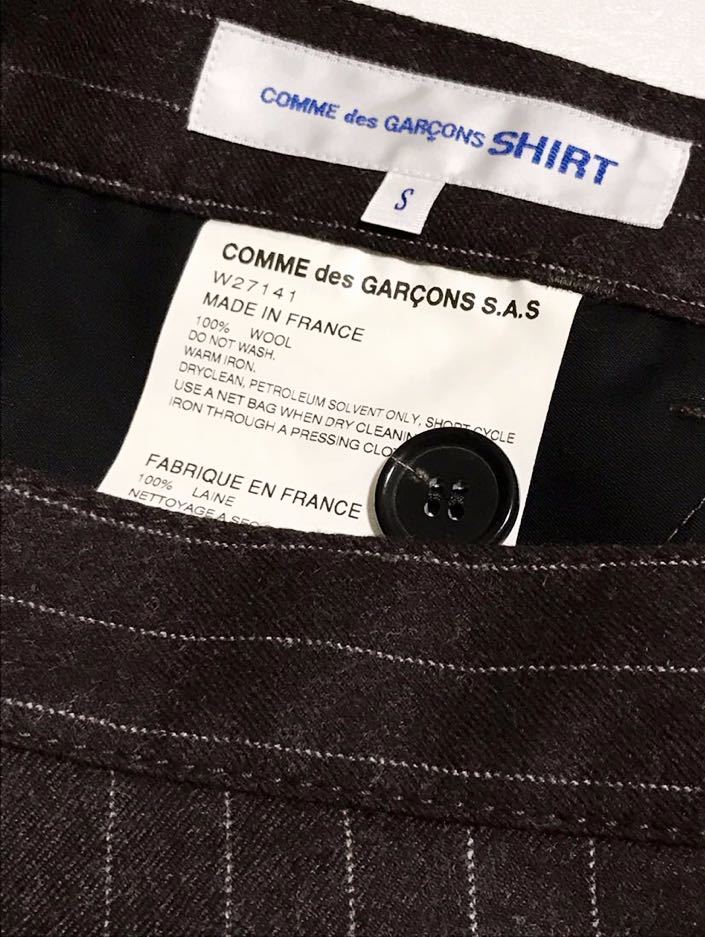 COMME des GARCONS SHIRT ウール ストライプ パンツ S 定価77,100円 コムデギャルソンシャツ　W27141