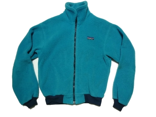 USA製　パタゴニア　patagonia　フルジップ　フリースジャケット　水色×紺　表記サイズ9/10 アウトドア キャンプ レジャーに　男女兼用