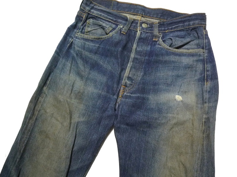 60’ｓ　ビンテージ　LEVI'S501　リーバイス　BIG E　デニムパンツ　ジーンズ　W32　L36　シングルステッチ　足長R　イエロー綿糸