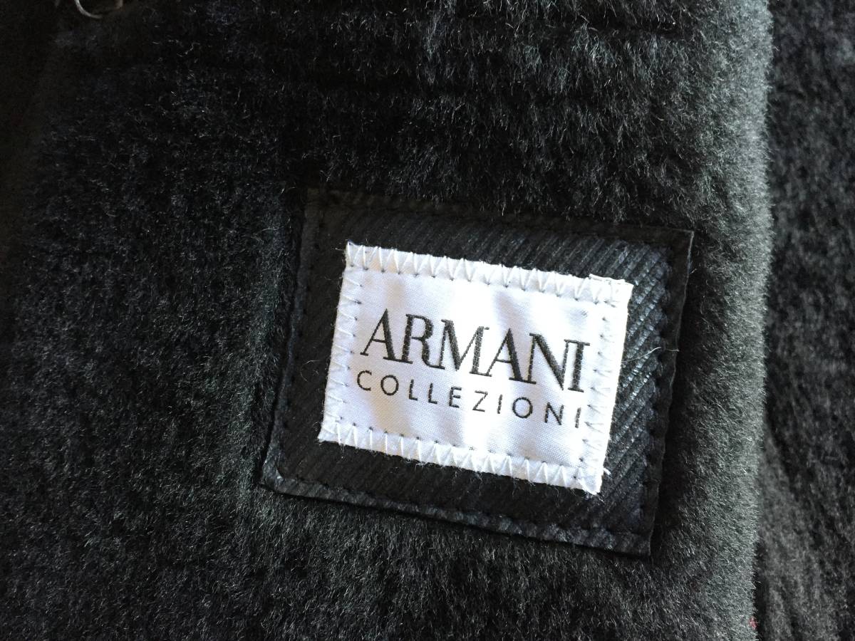 即決 極美品 ARMANI COLLEZIONI (アルマーニ コレッツォーニ) 最高峰 表革ムートンファー毛皮コート 48サイズ ブラック
