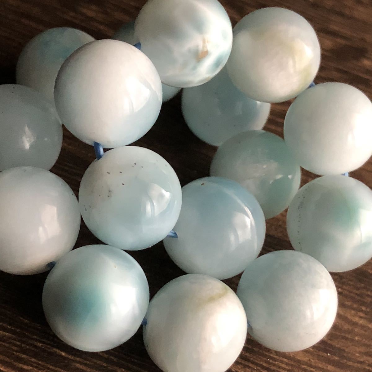 ◇新品◇大粒!アイスラリマーブレスレット◇約13~13.5㎜◇約55g◇内 ...