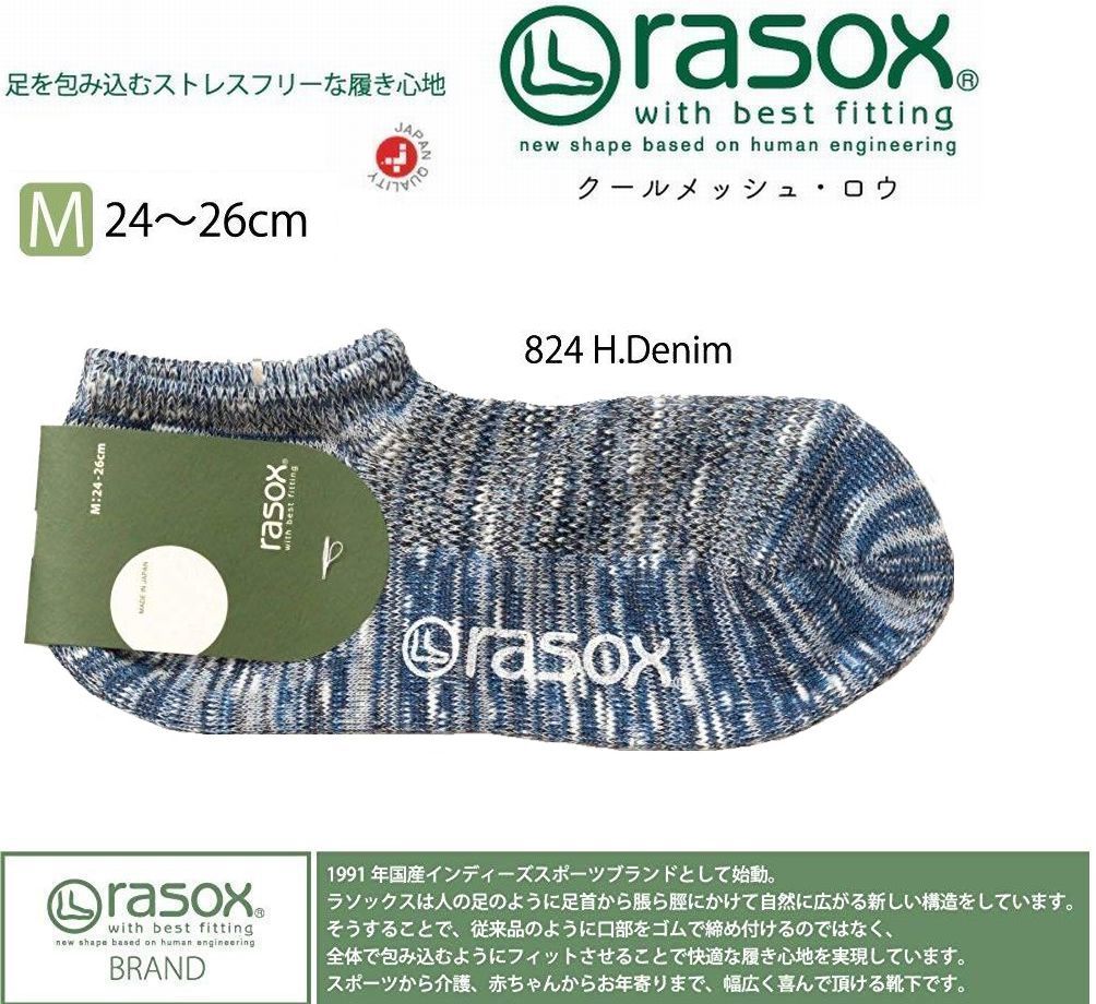 ラソックス rasox 靴下 ソックス スニーカーソックス ショートソックス メンズ レディース メッシュ ロウソックス 24-26cm CA131SN03_画像1