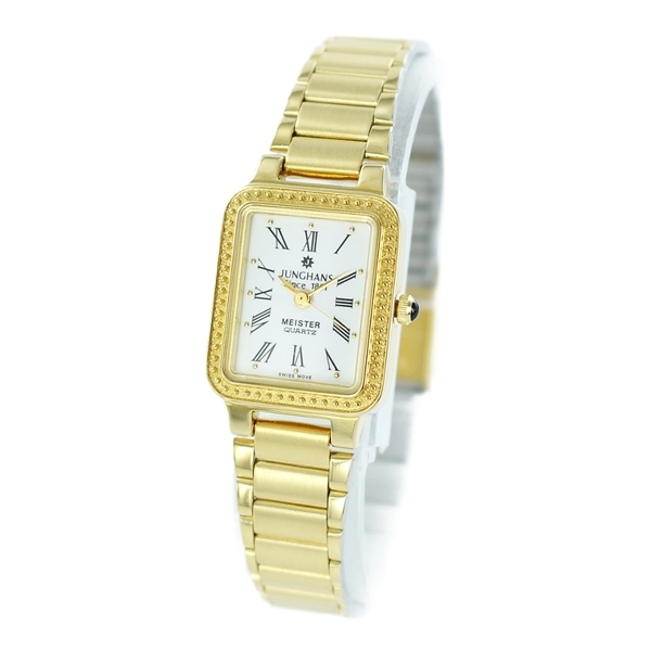 新品 即納 Junghans ユンハンス 腕時計 レディース レトロ アンティーク調 小ぶり 小さい時計 白 ローマ数字 ゴールド 金 JE-110L