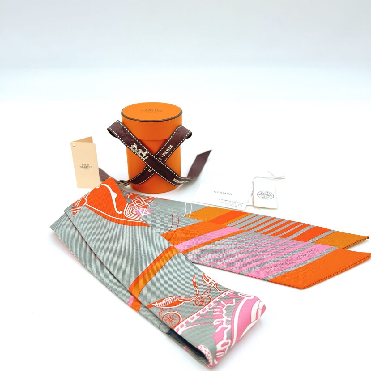 HERMES エルメス エクスリブリス ツイリー リボンスカーフ HERMES エルメス エクスリブリス ツイリー リボンスカーフ